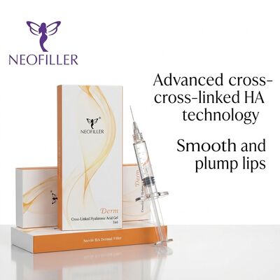 1 ml axit hyaluronic Dermal Filler Gel tiêm với thời gian hoạt động từ 8 đến 15 tháng và axit hyaluronic liên kết chéo tương thích sinh học