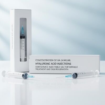 Nồng độ Ha 24 Mg / ml Axit Hyaluronic Tiêm Dịch vụ OEM Gel tiêm để điều trị nếp nhăn và trẻ hóa da