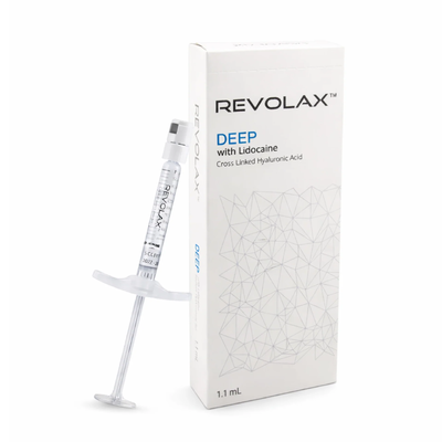 Tránh làm đông gel làm đầy da Revolax Fine Deep Sub Q với nồng độ 20 mg mỗi mL, dạng tiêm để làm đầy thể tích và điều trị nếp nhăn sâu trên khuôn mặt