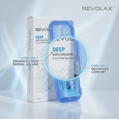 Revolax Deep Chất làm đầy thái dương Axit Hyaluronic Monophasic 1.1ml cho phục hồi hõm thái dương