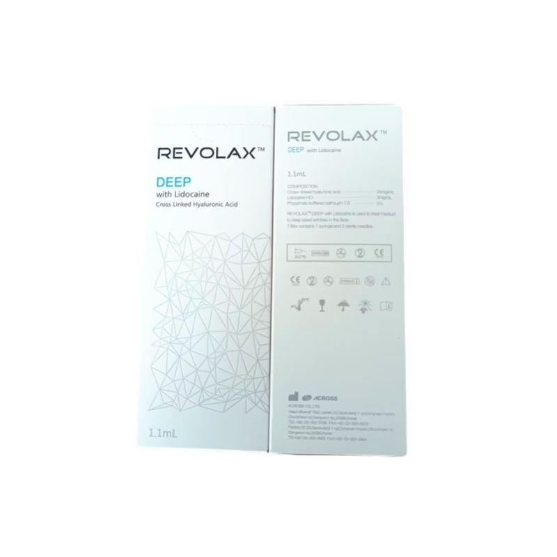 Chất làm đầy da Revolax với Axit Hyaluronic cho thời gian hiệu lực 6-12 tháng và hạn sử dụng 2 năm trong bao bì ống tiêm