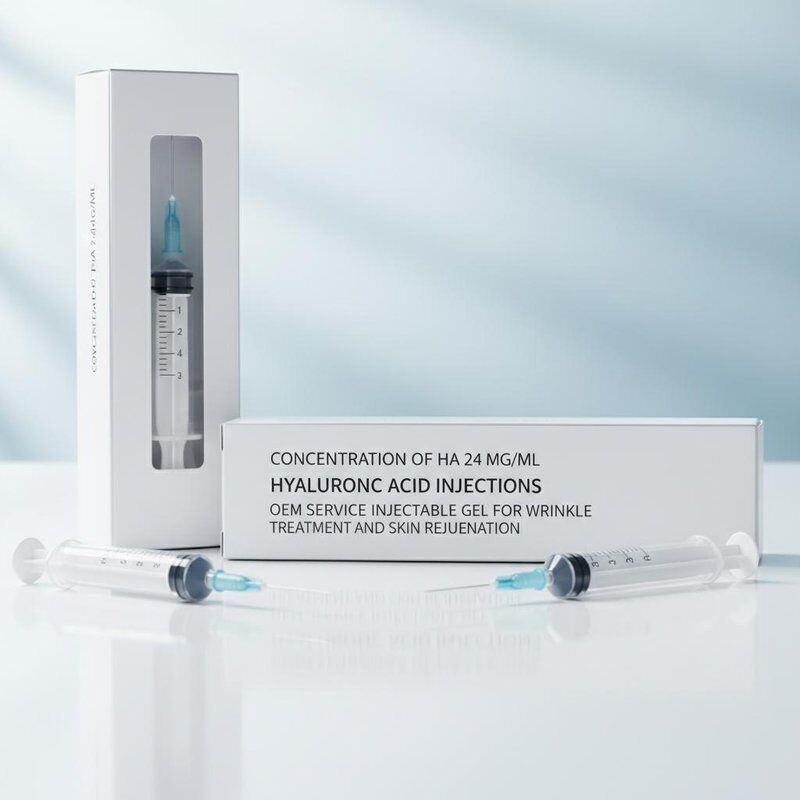 Nồng độ Ha 24 Mg / ml Axit Hyaluronic Tiêm Dịch vụ OEM Gel tiêm để điều trị nếp nhăn và trẻ hóa da