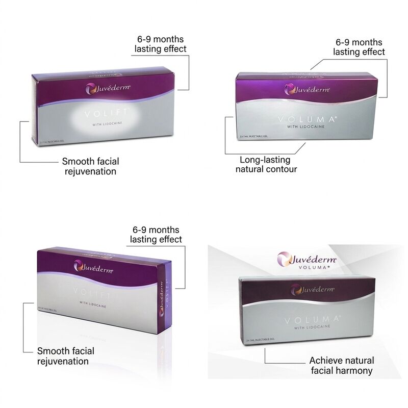 Cho đến 12-18 tháng Juvederm Dermal Filler 1ml 2 ống tiêm DHL UPS FEDEX Giải pháp làm đẹp khuôn mặt lâu dài