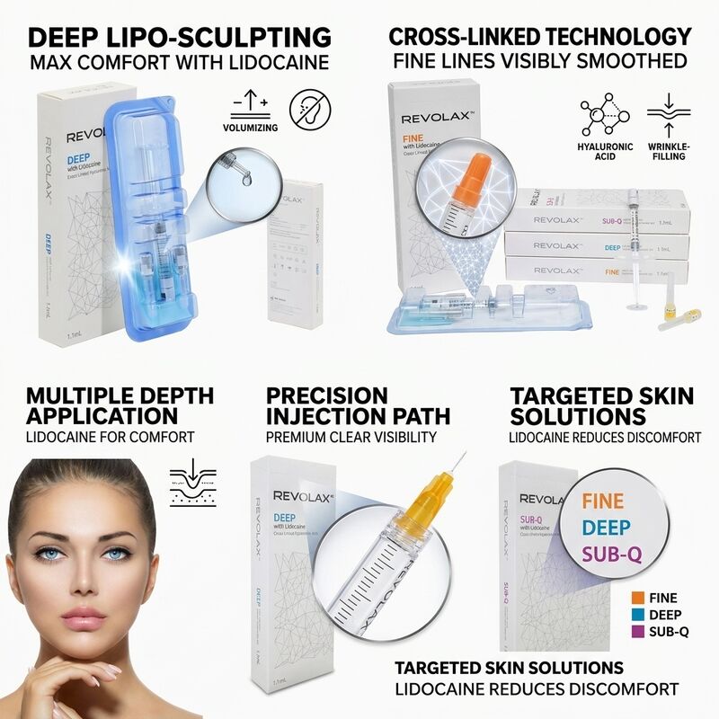 Revolax Sub-Q Chin Filler Monophasic Cross-Linked Hyaluronic Acid Dermal Filler 1.1ml để tăng bộ râu